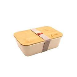 Bento 'Ikoma', blanc, avec couvercle en bambou