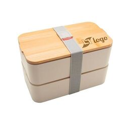 Bento 'Mihara', blanc, avec couvercle en bambou