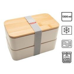 Bento 'Nagano', blanc, avec couvercle en bambou