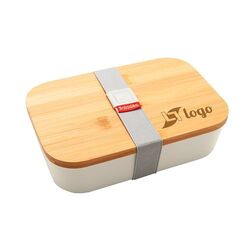 Bento 'Akita', blanc, avec couvercle en bambou