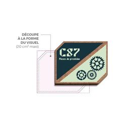 BADGE SUR-MESURE MDF EP 3 mm AVEC AIMANT MAXI 20 cm2