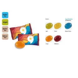 Bonbon aux fruits sans sucre vegan en flowpack, Bonbon sportif avec magnésium