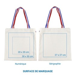 Sac coton ALFRED tricolor - France - Ecru