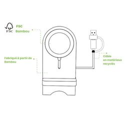 Chargeur sans fil Bambou avec support