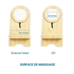 Chargeur sans fil Bambou avec support Marron