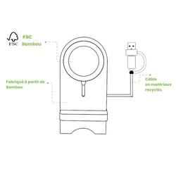 Chargeur sans fil Bambou avec support Marron