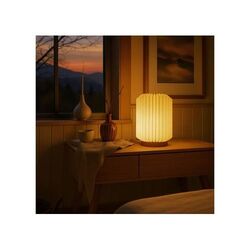 Lampe LED en papier pliable Coollux Aurore sur socle en bois, 22cm