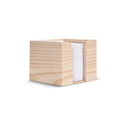 Bloc de papier 10x10x8.5cm dans une boîte cubique en bois