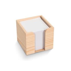 Bloc de papier 10x10x8.5cm dans une boîte cubique en bois