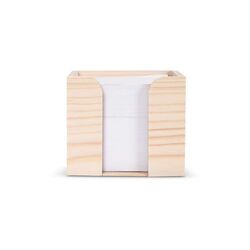 Bloc de papier 10x10x8.5cm dans une boîte cubique en bois
