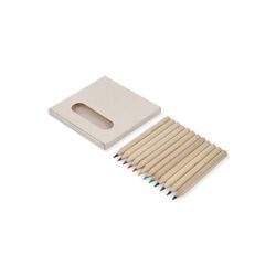 12 crayons de couleur dans une boîte en brique de lait recyclé