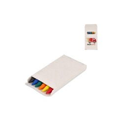 6 crayons gras de couleur dans une boîte en brique de lait recyclé