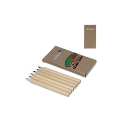6 crayons de couleur dans une boîte kraft