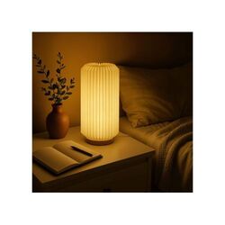 Lampe LED en papier pliable Coollux Aurora Tall sur base en bois, 32cm