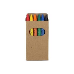 6 crayons de couleur dans une boîte de bricolage