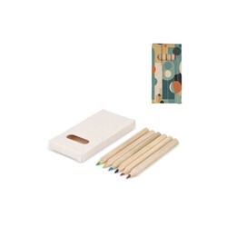 6 crayons de couleur dans une boîte en brique de lait recyclé