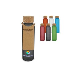 Bouteille en verre recyclé dépoli avec bouchon en liège 500ml