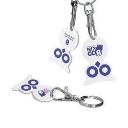 PORTE-CLES MOUSQUETON AVEC JETON FORME HIBOU