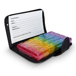 PILULIER HEBDOMADAIRE AVEC ETUI SIMILI CUIR