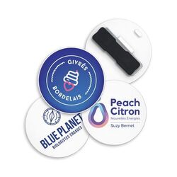 BADGE PLASTIQUE (PS) ROND Ø55 mm AVEC AIMANT