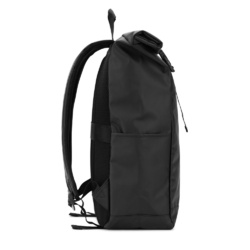 OSASCO BPACK. Sac à dos avec système de fermeture à glissière permettant de rouler la partie supérieure pour l'adapter au volume du sac à dos, fabriqué en polyester recyclé 600D