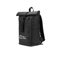 OSASCO BPACK. Sac à dos avec système de fermeture à glissière permettant de rouler la partie supérieure pour l'adapter au volume du sac à dos, fabriqué en polyester recyclé 600D