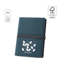 SANDERSON FOLDER. Chemise A4 en PU (50% recyclé) avec fermeture magnétique et bloc-notes avec pages lignées