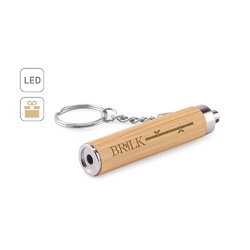 RACHEL. Porte-clés en bambou et ABS avec lampe torche LED