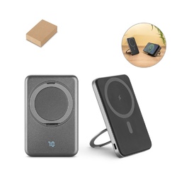 WARSHEL 5. Batterie nomade magnétique de 5 000 mAh avec chargeur sans fil ultrarapide de 15 W en ABS recyclé (100 % rABS) avec support