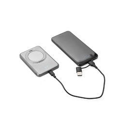 WARSHEL 5. Batterie nomade magnétique de 5 000 mAh avec chargeur sans fil ultrarapide de 15 W en ABS recyclé (100 % rABS) avec support