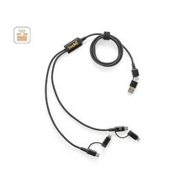 BERTOZZI. Câble USB ultra rapide 6 en 1 en aluminium recyclé (20 %) et PET recyclé (4 %)