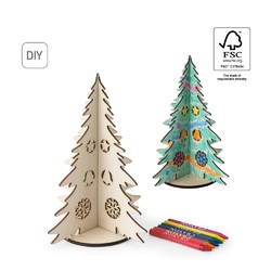 PINERY. Arbre de Noël en bois pliable à colorier