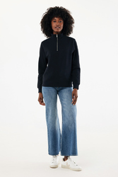 Sweater IQONIQ à col montant zippé en coton recyclé Elgon