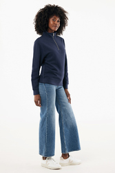 Sweater IQONIQ à col montant zippé en coton recyclé Elgon