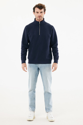 Sweater IQONIQ à col montant zippé en coton recyclé Elgon