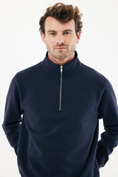 Sweater IQONIQ à col montant zippé en coton recyclé Elgon