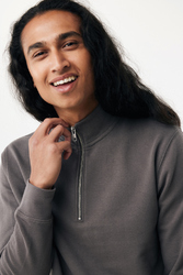 Sweater IQONIQ à col montant zippé en coton recyclé Elgon