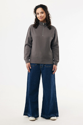 Sweater IQONIQ à col montant zippé en coton recyclé Elgon