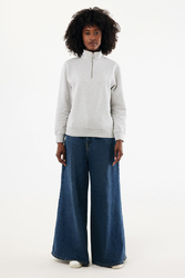 Sweater IQONIQ à col montant zippé en coton recyclé Elgon