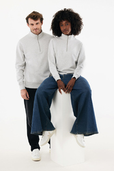 Sweater IQONIQ à col montant zippé en coton recyclé Elgon