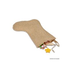 Bas de Noël en jute avec coutures décoratives 40 cm