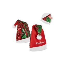 Bonnet de Noël à paillettes bicolores