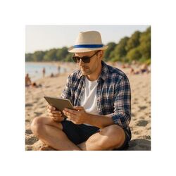 Chapeau de paille végétal avec bande colorée