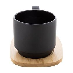 Mug en céramique avec plateau en bambou Kaguya