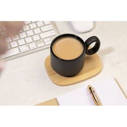 Mug en céramique avec plateau en bambou Kaguya