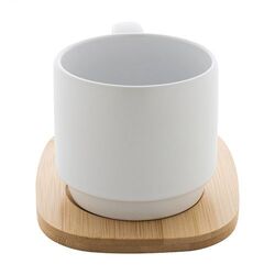 Mug en céramique avec plateau en bambou Kaguya