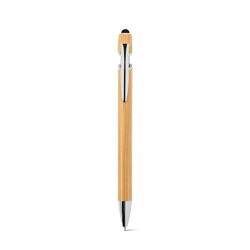 NEIL BAMBOO. Stylo à bille en bambou avec détails en aluminium chromé