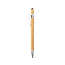 NEIL BAMBOO. Stylo à bille en bambou avec détails en aluminium chromé