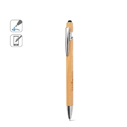 NEIL BAMBOO. Stylo à bille en bambou avec détails en aluminium chromé