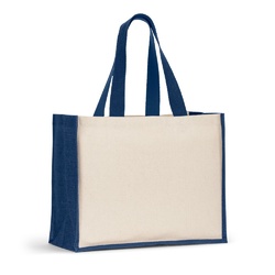 HELSINQUE COLOUR. Sac en toile (320 g/m²), avec fond et côtés en jute laminé (350 g/m²) de couleur